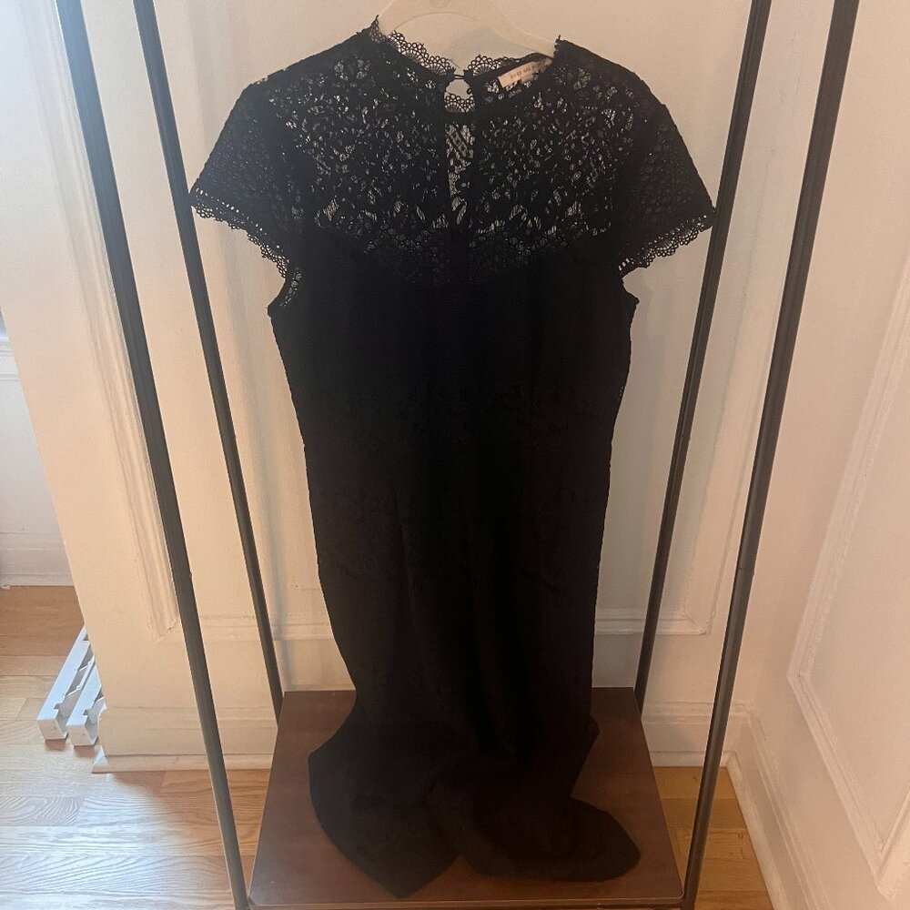 Cropped Lace Short-Sleeve Black Jumpsuit